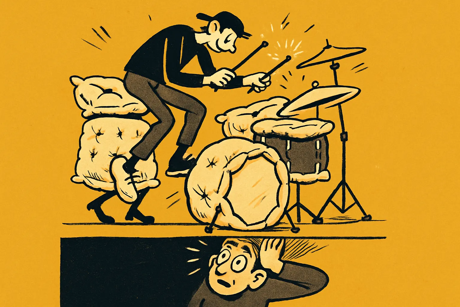 Illustration for “Apartment Drumming: How to Play Quietly”