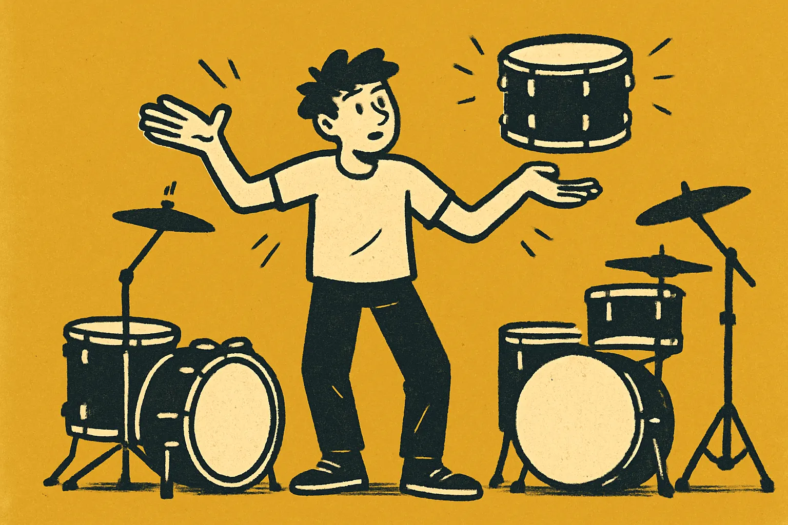 Illustration for “Choosing Your First Drum Kit: 4-Piece vs 5-Piece”