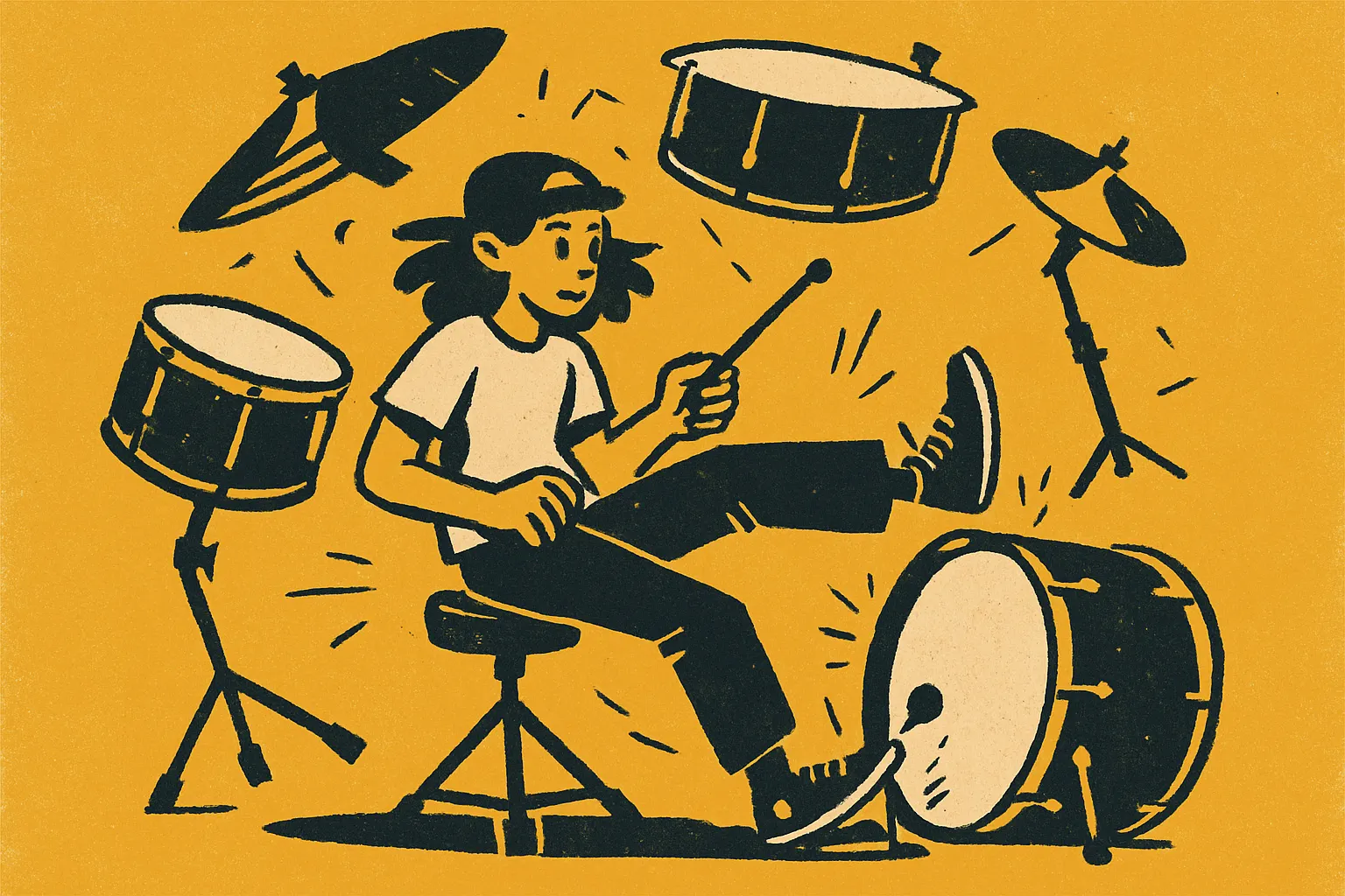 Illustration for “How to Set Up a 5-Piece Drum Kit”